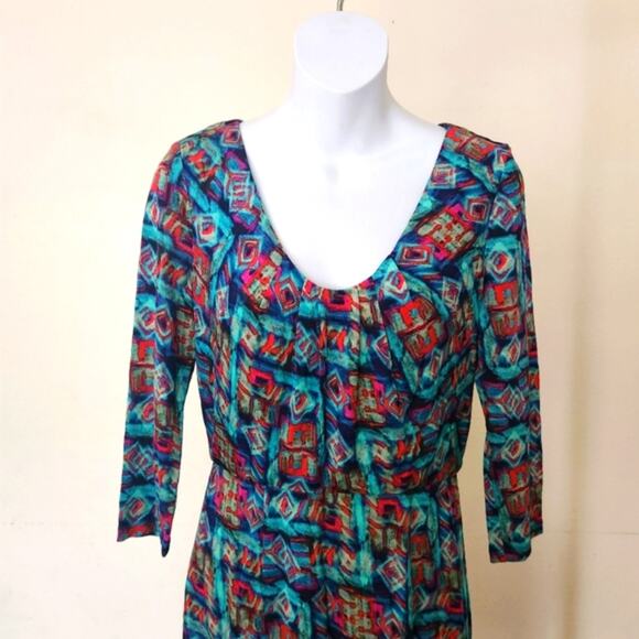 MARC NEW YORK ANDREW MARC 3/4 Sleeves Geometric Print Bodycon Mini Dress Size 8 - Picture 4 of 11